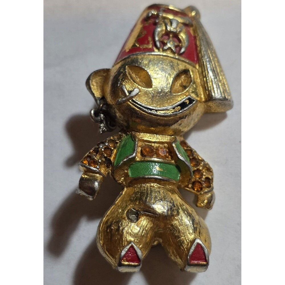 HARRY KLITZNER 1960 Rhinestone Enamel Shriner Turkish Swordsman Brooch